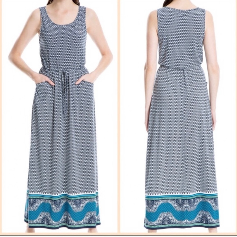 New With Tags ~ MAX STUDIO ~ Jersey Print Maxi Dress with Tie-Waist ~ Size XS